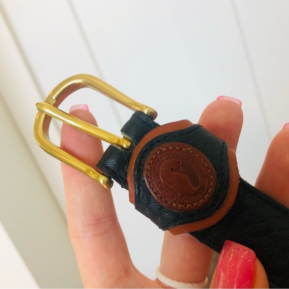 Vintage Dooney & Bourke all weather pebbled Black British Tan Belt -USA … - Picture 9 of 11